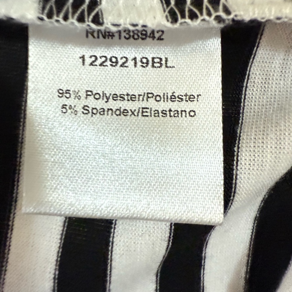 Black and White Striped Top with Gold Accents - Picture 2 of 2